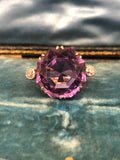 Platinum and 18ct Gold Amethyst & Diamond cocktail Ring