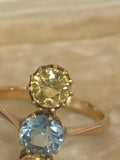 Topaz and Heliodor Three Stone Ring