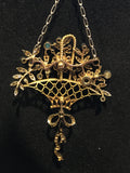 Rare Gemstone set Giardinetti Basket Necklace in Platinum and 18ct Gold - Ishy Antiques