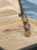 Topaz and Heliodor Three Stone Ring