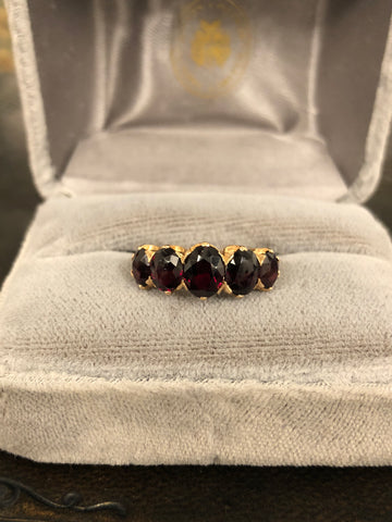14ct Gold Garnet Five Stone Ring