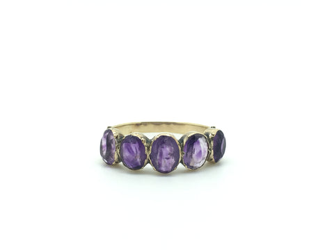 Part 1/3 Late Georgian / Early Victorian Five Stone Amethyst Ring - Ishy Antiques
