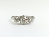 Platinum Old Cut Three Stone Diamond Ring - Ishy Antiques