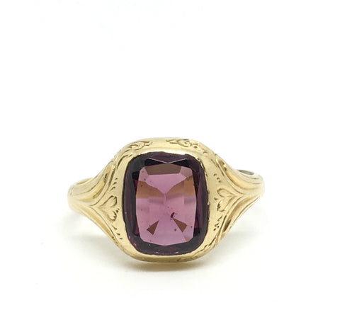 Stunning 19th Century 15ct Gold, Almandine Garnet Signet Ring - Ishy Antiques