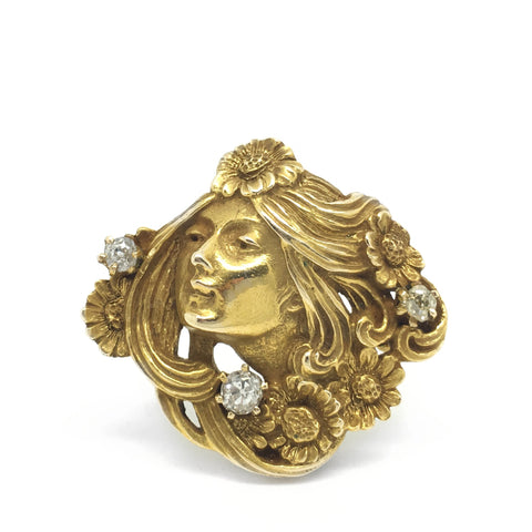 Stunning 18ct Gold Art Nouveu Pendant Brooch - Ishy Antiques