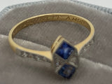 18ct Gold Geometric Sapphire and Diamond Ring