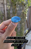 Blue Agate Brooch 14ct gold