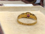 15ct Gold Garnet and Emerald Victorian 5 stone ring