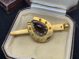15ct Gold Victorian Nail and Horse Shoe Garnet Brooch