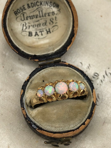 Edwardian 18ct Gold Five Stone Opal Ring