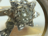 Old cut diamond and Sapphire Cabochon Star Bypass Ring - Ishy Antiques