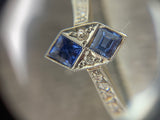18ct Gold Geometric Sapphire and Diamond Ring