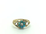 Gold Victorian Snake Turquoise and Diamond Ring - Ishy Antiques