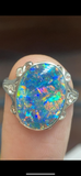 Antique Platinum Black Opal Ring