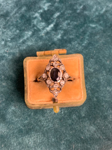 Late Victorian Sapphire and Diamond Panel Ring