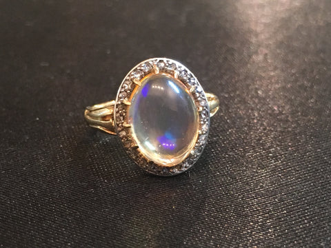 Edwardian 18ct Gold Opal and Diamond Ring