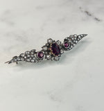 Reserved Edwardian Garnet and Diamond Winged Brooch