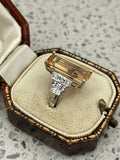 Platinum Topaz and Diamond Cocktail Ring