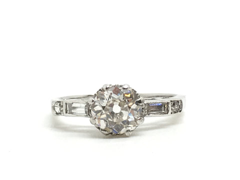 Certified Platinum Old Cut Diamond Engagement Ring - Ishy Antiques