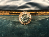 18ct White Gold Old Cut Diamond and Blue Zircon Ring