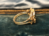 Vintage Agate Shield Ring with Snake Shoulders