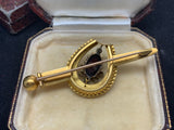 15ct Gold Victorian Nail and Horse Shoe Garnet Brooch