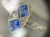 18ct Gold Geometric Sapphire and Diamond Ring