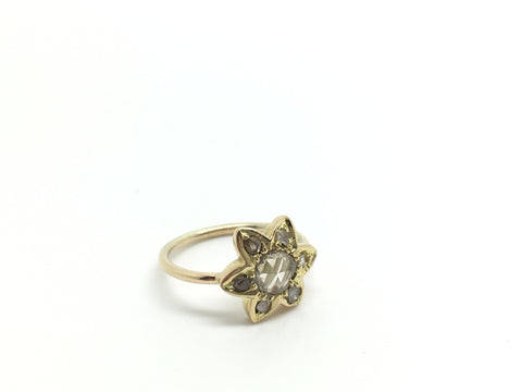 Rose Cut Diamond Ring 18ct Gold - Ishy Antiques