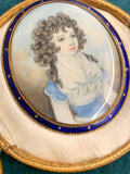 Georgian Portrait Miniature Pendant of Girl with Pearls in her hair