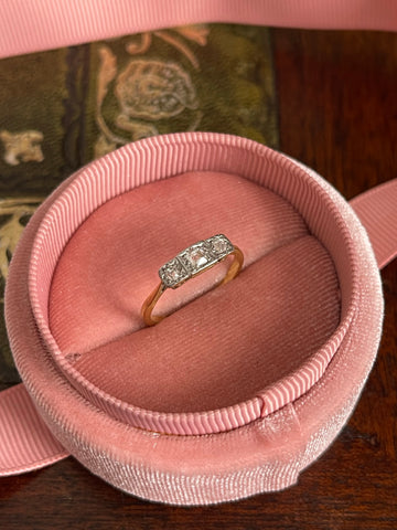 Art Deco 18ct Gold Old Cut Diamond Three Stone Ring