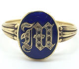 Victorian French M initial Enamel Ring - Ishy Antiques