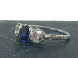 Victorian Platinum Sapphire and Diamond Ring - Ishy Antiques