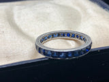 Reserved 2 x Art Deco Silver Sapphire Paste Eternity Rings