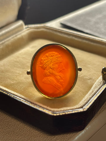 19th Century King Charlemagne Intaglio Swivel Pendant