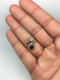 Old cut diamond and Sapphire Cabochon Star Bypass Ring - Ishy Antiques