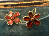 Reserved Georgian Flat Cut Garnet Earrings in Gold