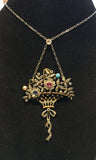 Rare Gemstone set Giardinetti Basket Necklace in Platinum and 18ct Gold - Ishy Antiques