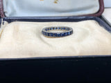 Reserved 2 x Art Deco Silver Sapphire Paste Eternity Rings