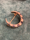 Vintage 9ct Gold Sapphire and Diamond Crescent brooch