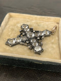 Early Victorian Rock Crystal and Diamond Cross Pendant