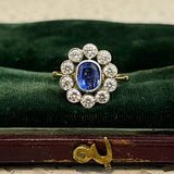 3/3 18ct Gold Sapphire and Diamond Cluster Ring