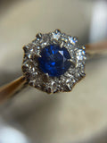 18ct Gold Sapphire and Diamond Cluster Ring