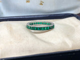 Art Deco Silver Emerald Paste Eternity Ring