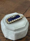 9ct Gold Georgian Blue Enamel, Pearl and Diamond Pendant