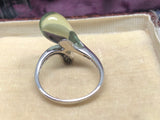 Prasiolite Quartz droplet 18ct Diamond ring