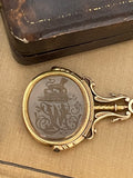 Reserved - Georgian Chalcedony Intaglio Swivel Seal Necklace