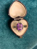 Buff Top Art Deco Amethyst Ring