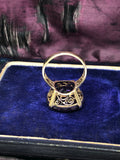 Reserved Rose cut diamond M initial amethyst ring in 14ct gold