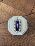 9ct Gold Georgian Blue Enamel, Pearl and Diamond Pendant