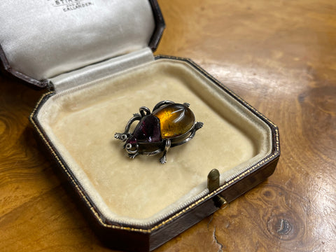 Early 20th Century Rock Crystal Beetle Brooch